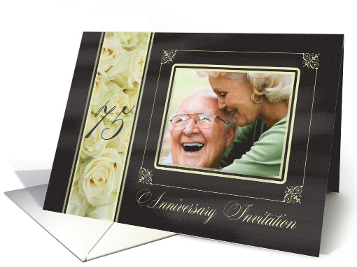 75th Anniversary Invitation -Chalkboard white roses -... (1186078)
