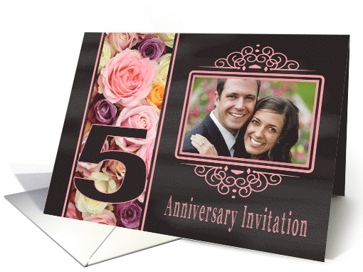 5th Anniversary Invitation -Chalkboard pastel roses -... (1186094)