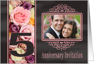 5th Anniversary Invitation -Chalkboard pastel roses - Custom Front card