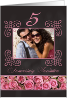 5th Anniversary Invitation - Chalkboard pink roses - Custom Front card