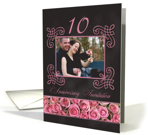 10th Anniversary Invitation - Chalkboard pink roses -... (1186142)
