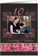 10th Anniversary Invitation - Chalkboard pink roses - Custom Front card