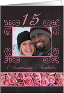 15th Anniversary Invitation - Chalkboard pink roses - Custom Front card