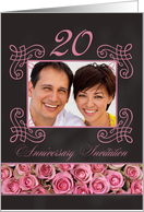 20th Anniversary Invitation - Chalkboard pink roses - Custom Front card