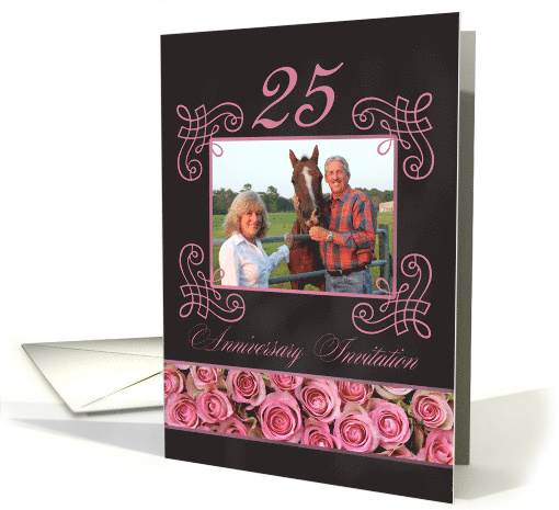 25th Anniversary Invitation - Chalkboard pink roses -... (1186148)