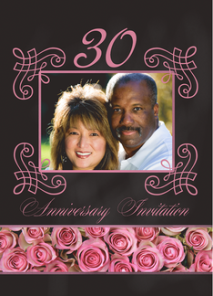 30th Anniversary Invitation - Chalkboard pink roses - Custom Front