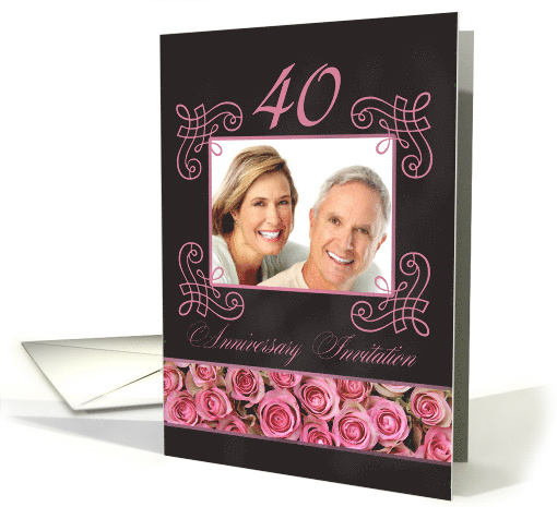 40th Anniversary Invitation - Chalkboard pink roses -... (1186154)