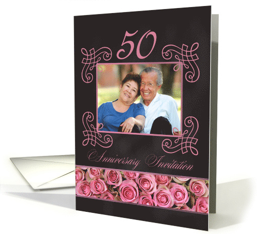 50th Anniversary Invitation - Chalkboard pink roses -... (1186158)