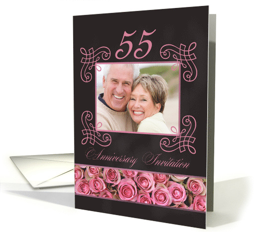 55th Anniversary Invitation - Chalkboard pink roses -... (1186160)