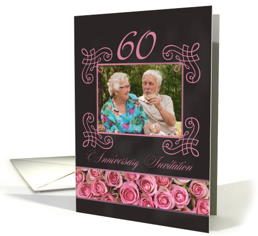 60th Anniversary Invitation - Chalkboard pink roses -... (1186162)