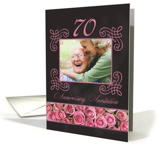 70th Anniversary Invitation - Chalkboard pink roses -... (1186166)