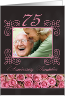 75th Anniversary Invitation - Chalkboard pink roses - Custom Front card