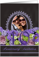 10th Anniversary Invitation - Chalkboard purple roses - Custom Front card