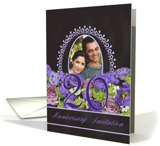 20th Anniversary Invitation - Chalkboard purple roses -... (1186176)