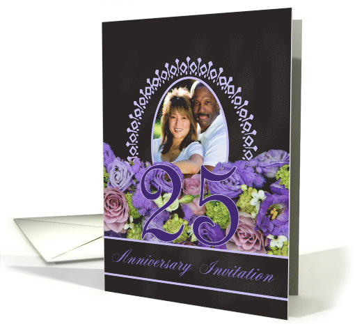 25th Anniversary Invitation - Chalkboard purple roses -... (1186178)