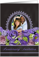 25th Anniversary Invitation - Chalkboard purple roses - Custom Front card