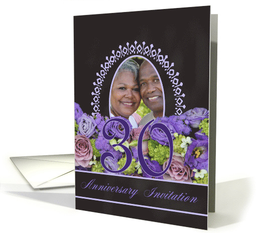 30th Anniversary Invitation - Chalkboard purple roses -... (1186180)