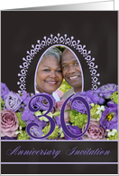 30th Anniversary Invitation - Chalkboard purple roses - Custom Front card