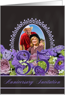 35th Anniversary Invitation - Chalkboard purple roses - Custom Front card