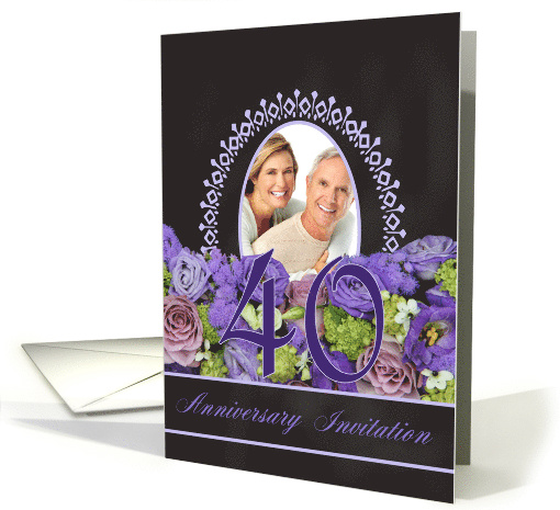 40th Anniversary Invitation - Chalkboard purple roses -... (1186186)