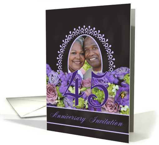 45th Anniversary Invitation - Chalkboard purple roses -... (1186188)