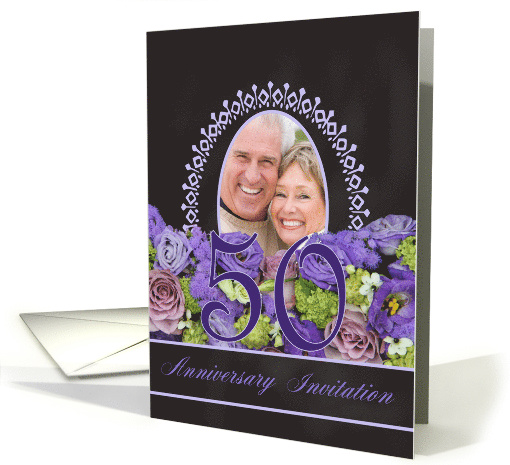 50th Anniversary Invitation - Chalkboard purple roses -... (1186190)