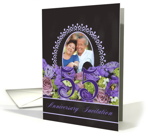 55th Anniversary Invitation - Chalkboard purple roses -... (1186192)