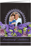 55th Anniversary Invitation - Chalkboard purple roses - Custom Front card