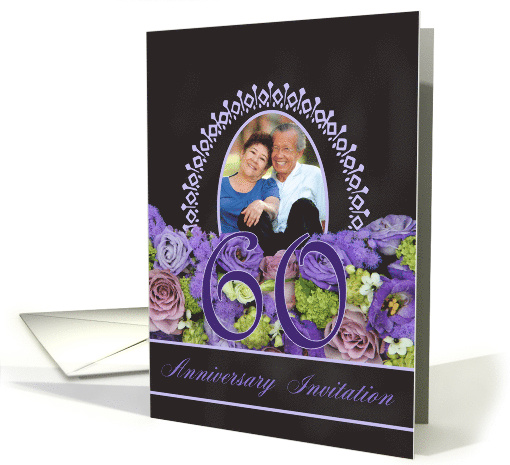 60th Anniversary Invitation - Chalkboard purple roses -... (1186194)