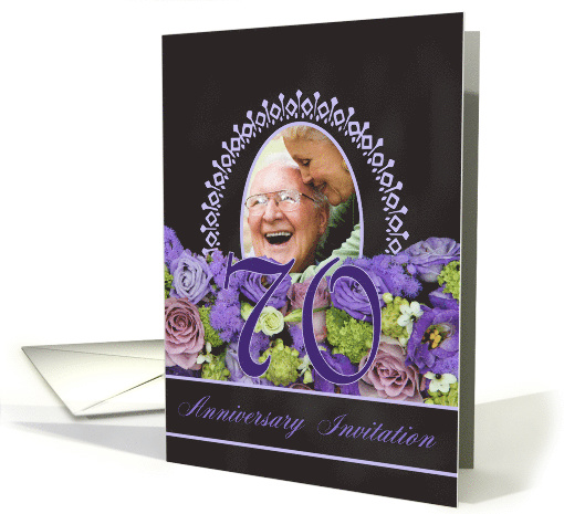 70th Anniversary Invitation - Chalkboard purple roses -... (1186198)