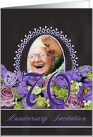 70th Anniversary Invitation - Chalkboard purple roses - Custom Front card