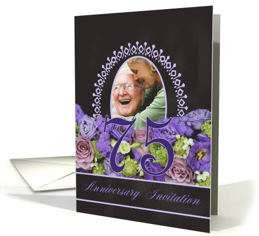 75th Anniversary Invitation - Chalkboard purple roses -... (1186200)