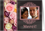 Merci - French Wedding Thank You - Chalkboard roses - Custom Front card