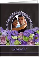 Grazie - talian Wedding Thank You - Chalkboard roses - Custom Front card