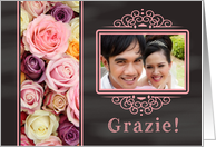 Grazie - Italian Wedding Thank You - Chalkboard roses - Custom Front card