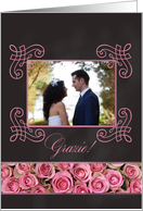 Grazie - Italian Wedding Thank You - Chalkboard roses - Custom Front card