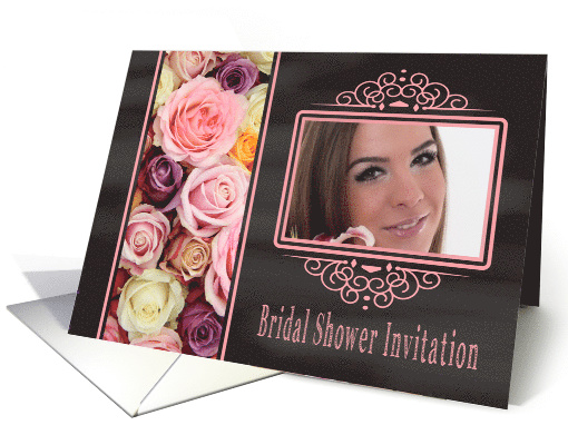 Bridal Shower Invitation - Chalkboard roses - Custom Front card