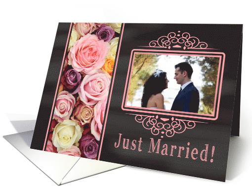Just Married - Chalkboard roses - Custom Front card (1186436)