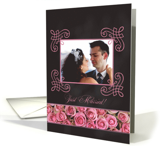 Just Married - Chalkboard roses - Custom Front card (1186438)