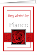 Fiance - Valentine’s Day Roses red, black and white card