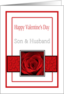 Son & Husband - Valentine’s Day Roses red, black and white card