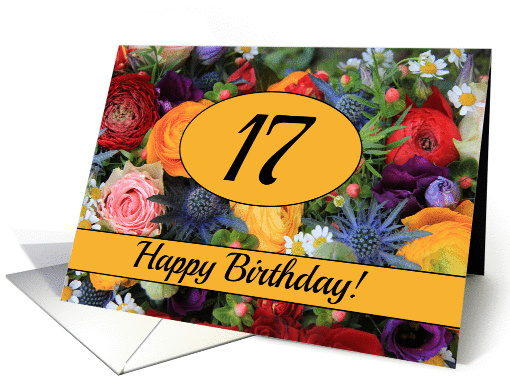 17th Happy Birthday Card - Summer bouquet card (1204774)
