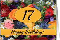 17th Happy Birthday Card - Summer bouquet card