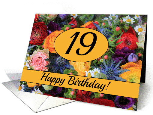 19th Happy Birthday Card - Summer bouquet card (1204790)