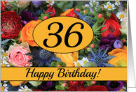 36th Happy Birthday Card - Summer bouquet card