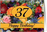 37th Happy Birthday Card - Summer bouquet card