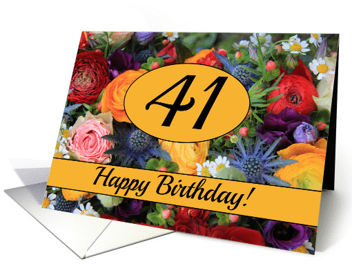 41st Happy Birthday Card - Summer bouquet card (1205126)