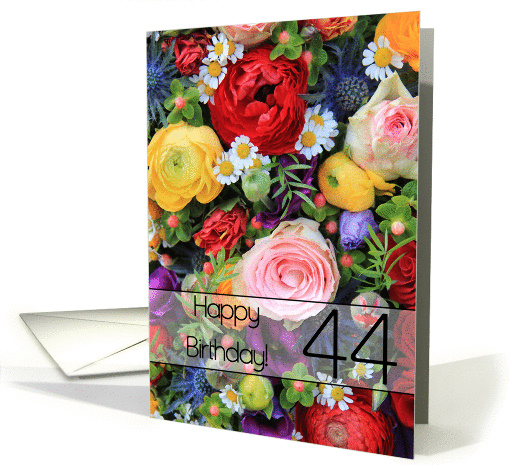 44th Happy Birthday Card - Summer bouquet card (1205152)