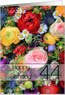 44th Happy Birthday Card - Summer bouquet card