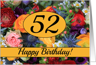 52nd Happy Birthday Card - Summer bouquet card